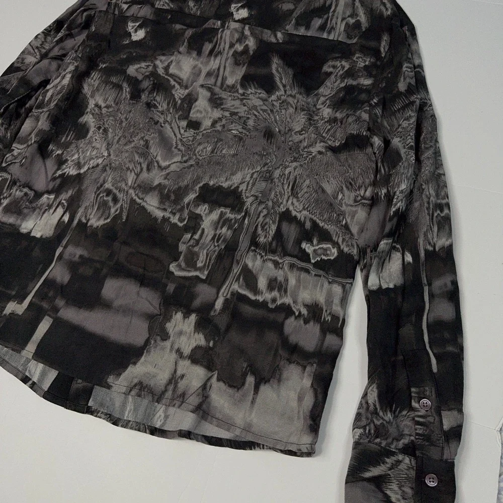 Designer SER.O.YA‎ Marcus Denim Shirt Mens Size L Long Sleeve Button Up Black